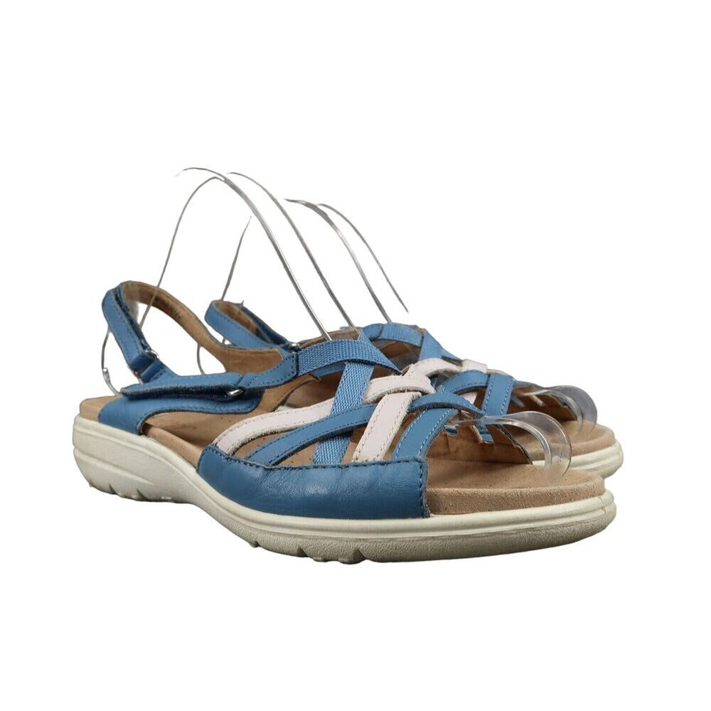 Hotter Shoes Womens 8 Sandal Maisie Comfort Fashion Leather Strappy Walking Blue